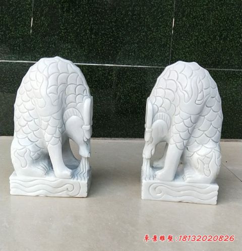 门口汉白玉吸水兽石雕
