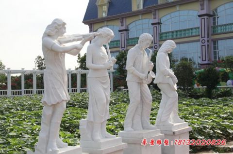 公园吹拉弹唱人物石雕