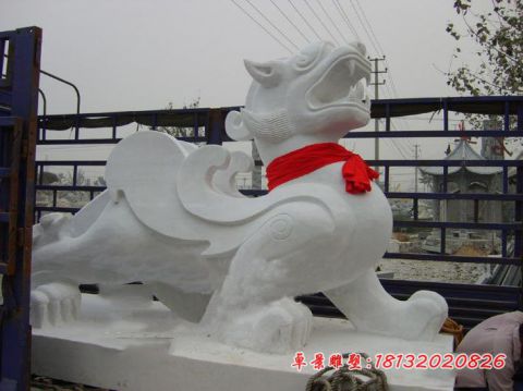 汉白玉貔貅门前神兽石雕