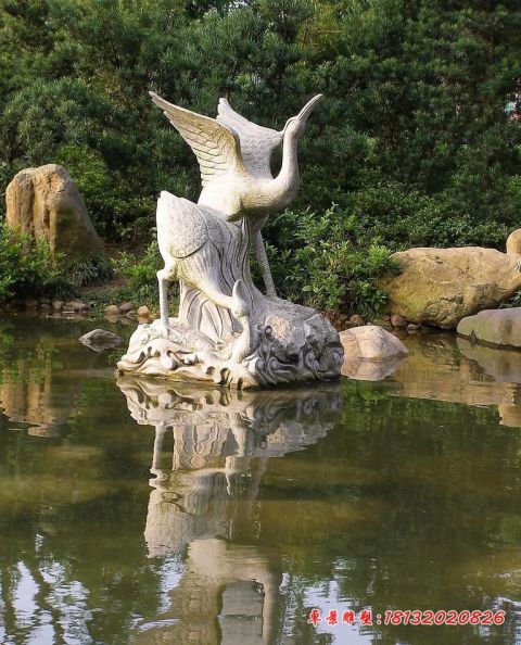 大理石仙鹤动物石雕