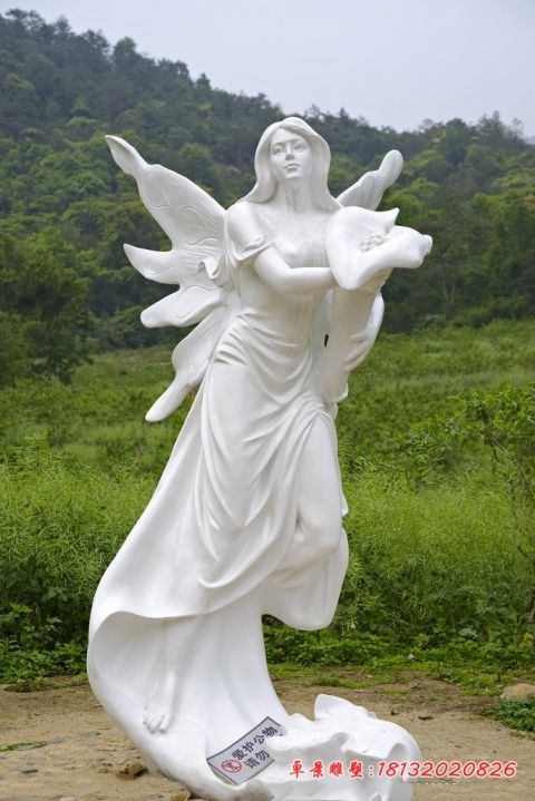 公园汉白玉蝴蝶仙子石雕