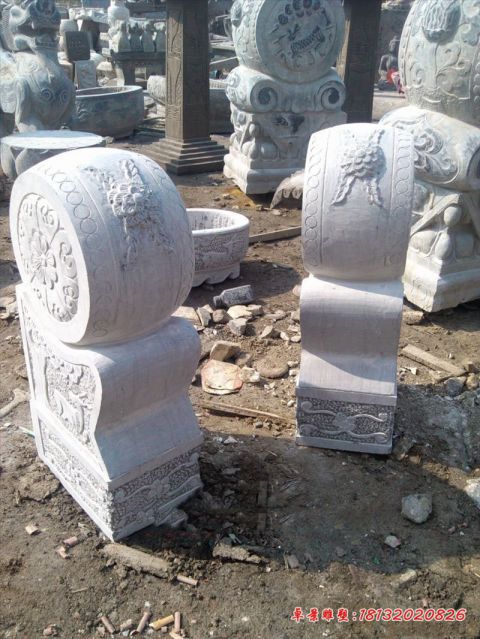 花朵浮雕青石仿古门墩