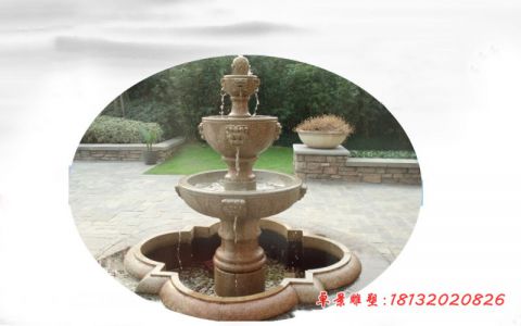 小型三层喷泉石雕