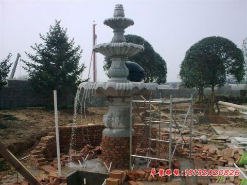 公园三层小型喷泉石雕