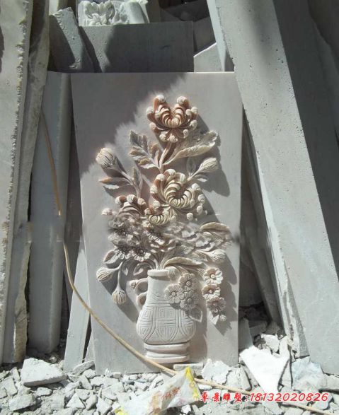 酒店壁画菊花石浮雕