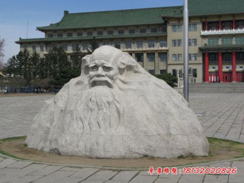 古代名人校园老子头像石雕
