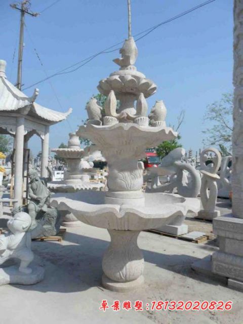 莲花鲤鱼喷泉石雕