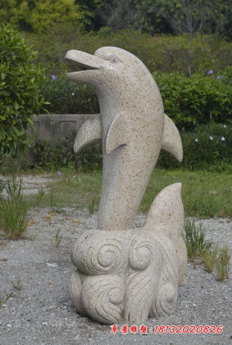 公园动物立式海豚石雕
