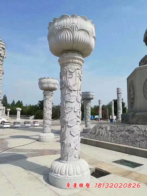 寺庙莲花浮雕文化柱石雕
