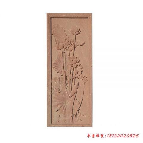 公园莲花壁画石浮雕