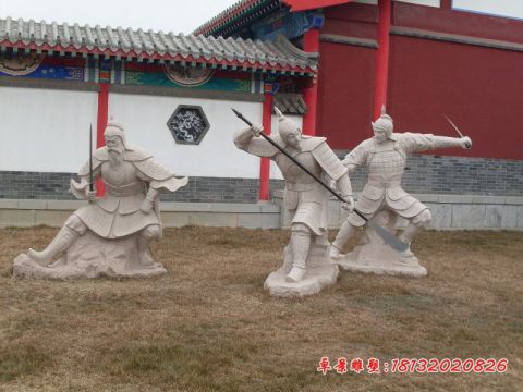 公园古代练武的人物石雕