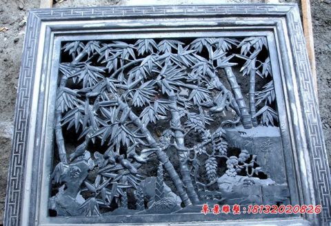 公园青石竹子壁画石浮雕