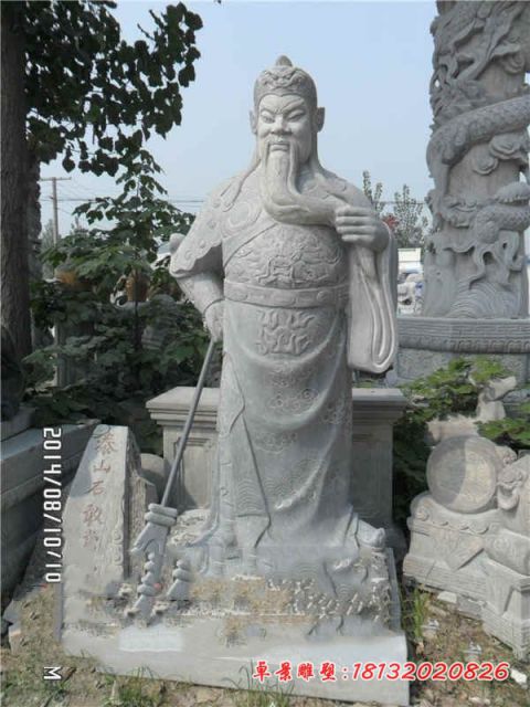 大理石捋须关公石雕