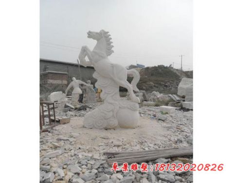 大理石马踏祥云奔马石雕