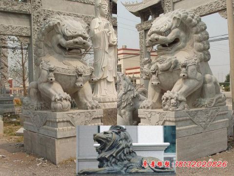 大理石仿古门口石狮子
