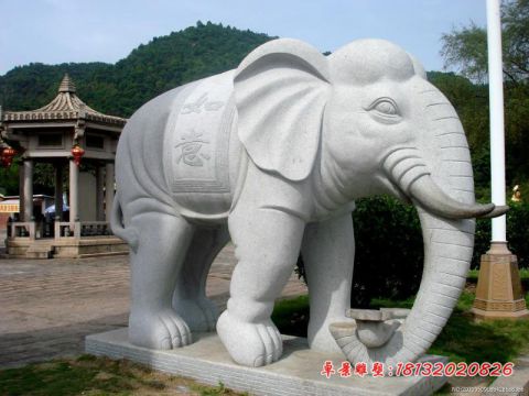 门前大理石吉祥如意大象