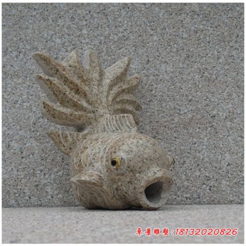 公园动物喷水金鱼石雕