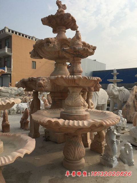 晚霞红三层石喷泉