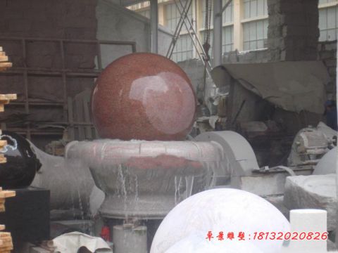 晚霞红企业风水球石雕