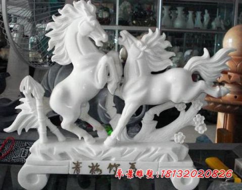 小区汉白玉青梅竹马石雕