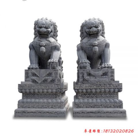 门前青石仿古踩球北京狮石雕