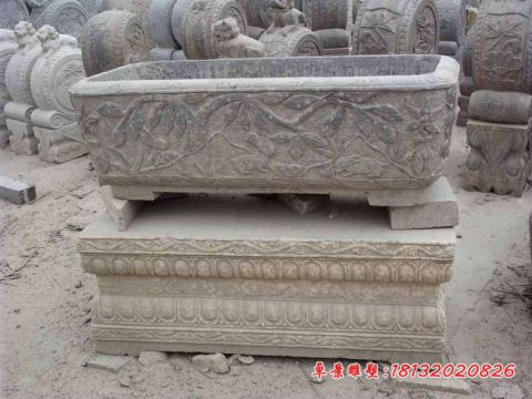 青石仿古方形石缸