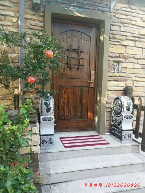 青石仿古吉祥如意石门墩