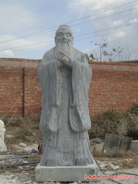 古代名人青石仿古孔子石雕