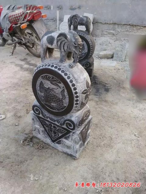 门口青石仿古门墩抱鼓石