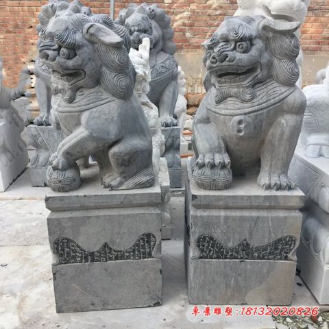 青石仿古看门石雕狮子
