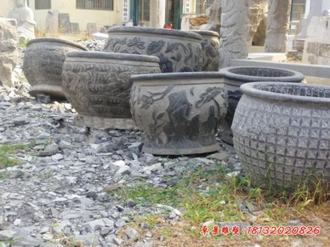 青石仿古庭院水缸石雕