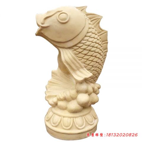 公园砂岩喷水鱼石雕