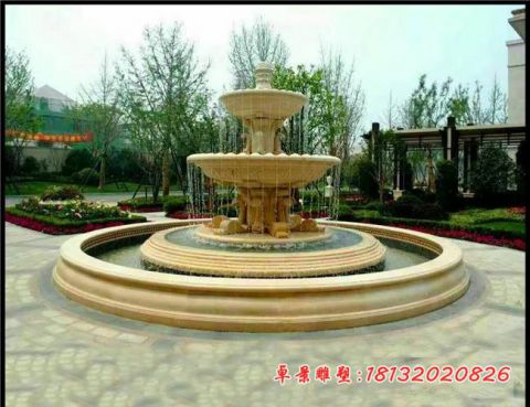 广场欧式双层喷泉石雕