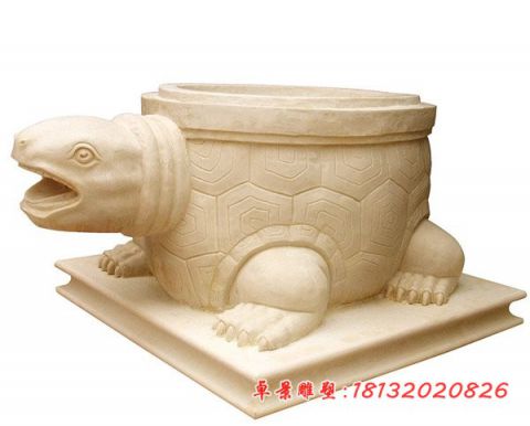 公园乌龟造型石雕花盆
