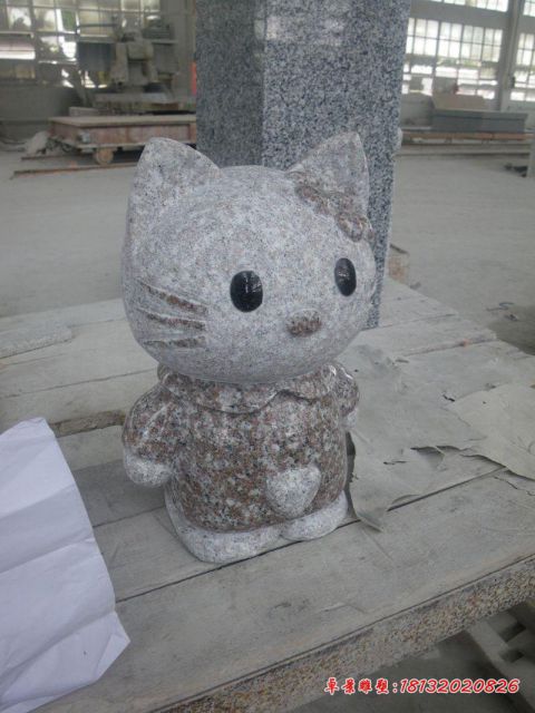 公园卡通动物Kitty猫石雕