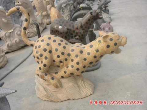 公园动物大理石豹子石雕