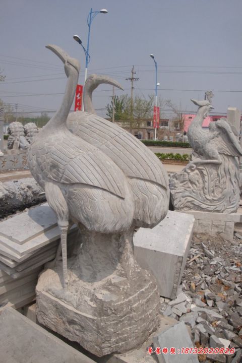 大理石小区动物石雕仙鹤