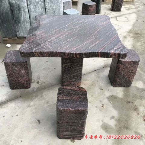 公园景观方形石桌凳