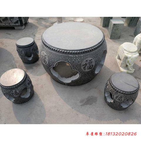 公园圆形石桌凳