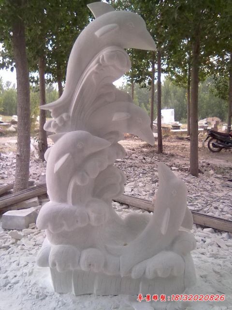 公园海豚动物石雕
