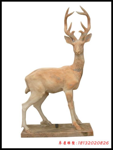 晚霞红动物公园梅花鹿石雕
