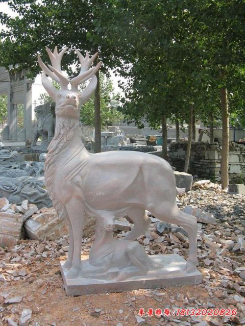小区动物石雕梅花鹿