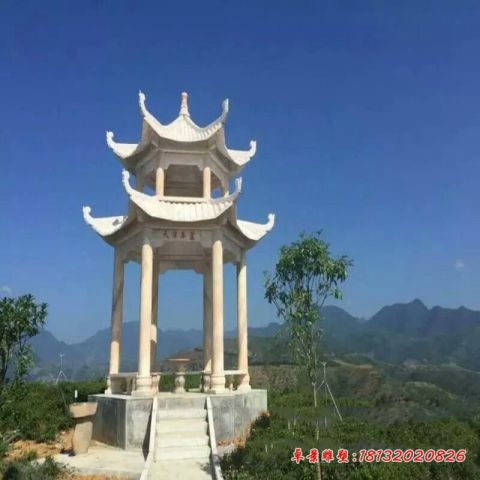 景区双层凉亭石雕