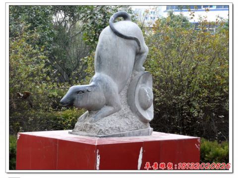 公园动物大理石老鼠石雕