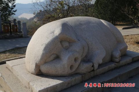 大理石公园动物猪石雕