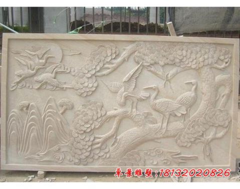 公园壁画松鹤延年石浮雕