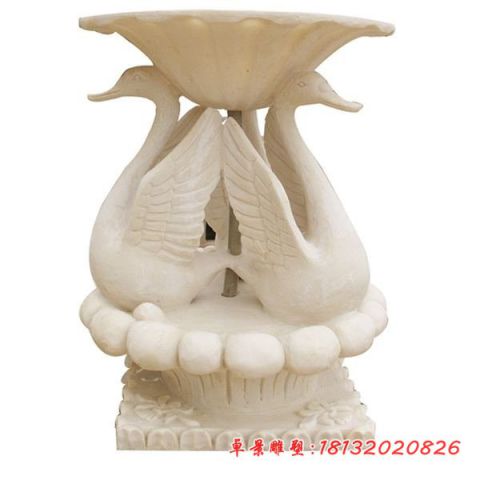 公园天鹅喷泉石雕