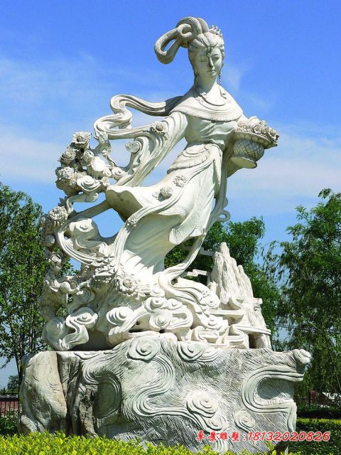 公园大理石天女散花人物石雕