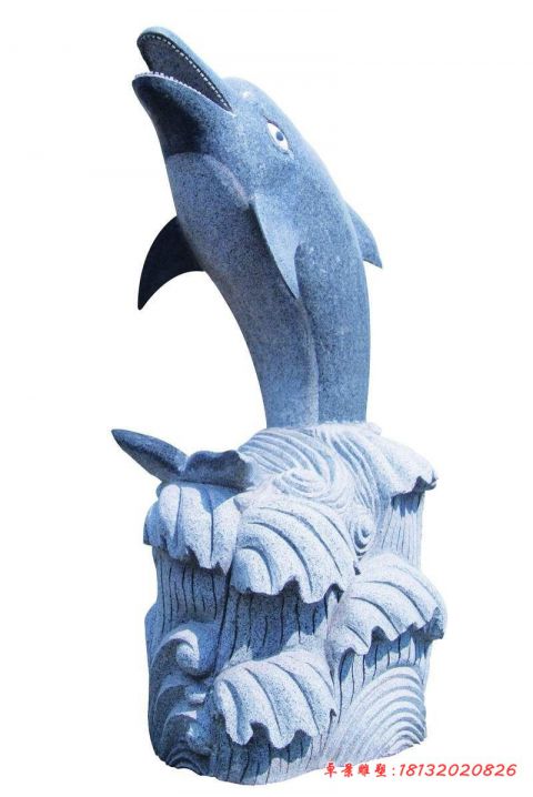 大理石动物海浪海豚石雕