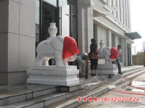 企业门前宝瓶大象石雕